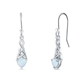 Celtic Trinity Heart Earrings Created White Opal 925 Sterling Silver Wholesale