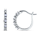 Half Eternity Huggie Hoop Earrings Cubic Zirconia 925 Sterling Silver Wholesale