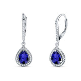 Pear Teardrop Earrings Simulated Blue Sapphire 925 Sterling Silver Wholesale