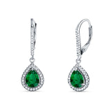 Pear Teardrop Earrings Simulated Green Emerald 925 Sterling Silver Wholesale
