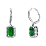 Emerald Cut Leverback Earrings Simulated Green Emerald 925 Sterling Silver Wholesale