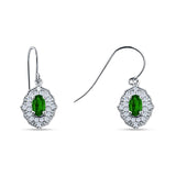 Halo Oval Fishhook Earring Simulated Green Emerald 925 Sterling Silver Wholesale