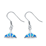 Drop Dangle Dragonfly Earrings Lab Created Blue Opal 925 Sterling Silver (10mm)