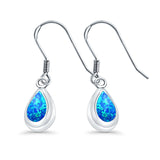 Drop Dangle Pear Earrings Lab Created Blue Opal 925 Sterling Silver(15mm)