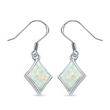 Square Drop Dangle Earrings Lab Created White Opal 925 Sterling Silver(11mm)