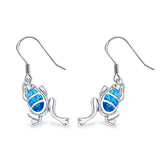 Drop Dangle Frog Earrings Lab Created Blue Opal 925 Sterling Silver(23mm)