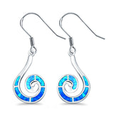 Swirl Drop Dangle Earrings Lab Created Blue Opal 925 Sterling Silver(22mm)