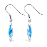 Drop Dangle Earrings Lab Created Blue Opal 925 Sterling Silver(24mm)