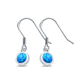 Drop Dangle Earrings Lab Created Blue Opal 925 Sterling Silver(7mm)