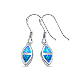 Drop Dangle Earrings Lab Created Blue Opal 925 Sterling Silver(15mm)