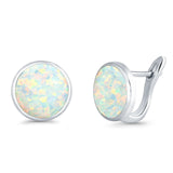 Stud Earrings Lab Created White Opal 925 Sterling Silver (14mm)