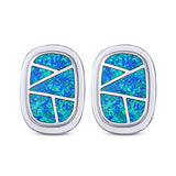 New Style Irregular Shape Stud Earring Lab Created Blue Opal 925 Sterling Silver (18mm)