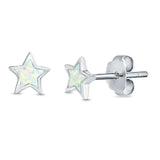 Stud Earrings Lab Created White Opal 925 Sterling Silver (5mm)