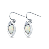 Pear Shape Drop Dangle Lab Created White Opal 925 Sterling Silver (13mm)