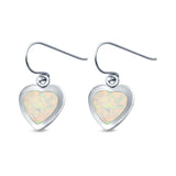 Drop Dangle Heart Lab Created White Opal 925 Sterling Silver (11mm)
