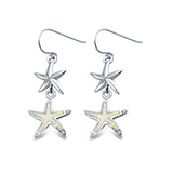 Starfish Drop Dangle Lab Created White Opal 925 Sterling Silver (25mm)
