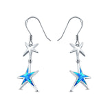 Starfish Drop Dangle Earrings Lab Created Blue Opal 925 Sterling Silver(18mm)