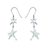 Starfish Drop Dangle Earrings Lab Created White Opal 925 Sterling Silver(18mm)