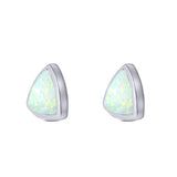 Triangle Stud Earring Created White Opal Solid 925 Sterling Silver (10mm)