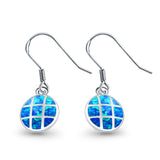 Drop Dangle Round Earrings Lab Created Blue Opal 925 Sterling Silver(15mm)