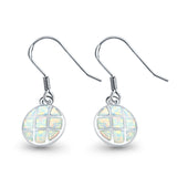 Drop Dangle Round Earrings Lab Created White Opal 925 Sterling Silver(15mm)