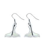 Whale Tail Drop Dangle Earrings Lab Created White Opal 925 Sterling Silver(15mm)