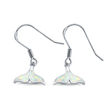 Whale Tail Earrings Drop Dangle Lab Created White Opal 925 Sterling Silver(10mm)