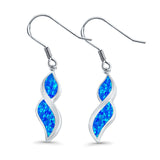 Marquise Drop Dangle Earrings Lab Created Blue Opal 925 Sterling Silver(30mm)