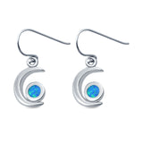 Drop Dangle Crescent Moon Shape Earrings Lab Created Blue Opal 925 Sterling Silver(15mm)
