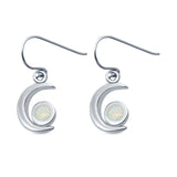 Drop Dangle Crescent Moon Shape Earrings Lab Created White Opal 925 Sterling Silver(15mm)