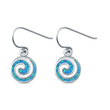 Drop Dangle Swirl Spiral Earrings Lab Created Blue Opal 925 Sterling Silver (21mm)