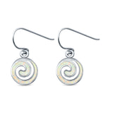 Drop Dangle Swirl Spiral Earrings Lab Created White Opal 925 Sterling Silver (21mm)