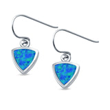 Drop Dangle Triangle Shape Tipi Earrings Lab Created Blue Opal 925 Sterling Silver(9mm)