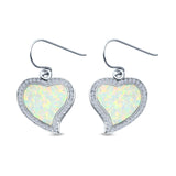 Heart Drop Dangle Earrings Lab Created White Opal Simulated CZ 925 Sterling Silver (19mm)
