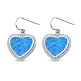 Drop Dangle Halo Heart Earrings Lab Created Blue Opal Simulated CZ 925 Sterling Silver(15mm)