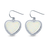 Drop Dangle Halo Heart Earrings Lab Created White Opal Simulated CZ 925 Sterling Silver(15mm)