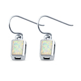 Rectangular Drop Dangle Earrings Lab Created White Opal 925 Sterling Silver(9mm)