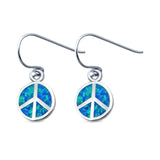 Peace Sign Drop Dangle Lab Created Blue Opal 925 Sterling Silver (10mm)