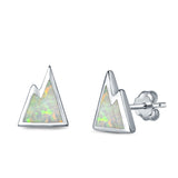 Mountain Stud Earrings Lab Created White Opal 925 Sterling Silver