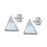 Mountain Shape Stud Earrings Lab Created White Opal 925 Sterling Silver (7mm)