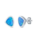 Pear Stud Earrings Lab Created Blue Opal 925 Sterling Silver (7mm)