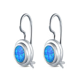 Oval Lever Back Earrings Lab Created Blue Opal 925 Sterling Silver (13mm)