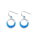 Round Drop Dangle Earrings Lab Created Blue Opal 925 Sterling Silver (15mm)