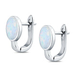 Stud Earrings Oval Lab Created White Opal 925 Sterling Silver (14mm)