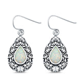 Pear Shape Drop Dangle Lab Created White Opal 925 Sterling Silver (22mm)