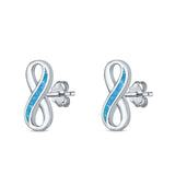 Infinity Stud Earrings Lab Created Blue Opal 925 Sterling Silver (11mm)