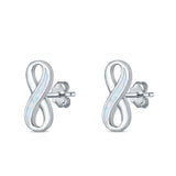 Infinity Stud Earrings Lab Created White Opal 925 Sterling Silver (11mm)