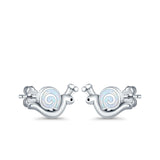 Swirl Snail Stud Earrings Lab Created White Opal 925 Sterling Silver (9mm)