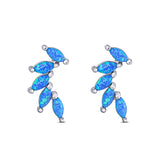 New Design Stud Earring Lab Created Marquise Blue Opal Solid 925 Sterling Silver (13.2mm)