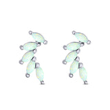 New Design Stud Earring Lab Created Marquise White Opal Solid 925 Sterling Silver (13.2mm)